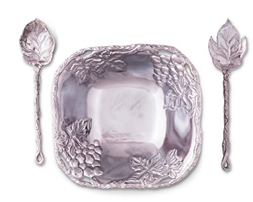 Arthur Court Grapevine Set Di Posate Per Insalata - Forchetta E Cucchiaio In Lega Di Alluminio, 28 Cm, Design Uva E Vite, Lavaggio A Mano - 4