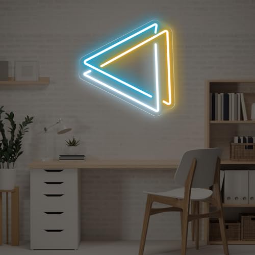 Image of Triangle Neon Sign, Abstract Wall Art, Triangle Dimmable LED Light, Modern Office Neon Sign, Home Wall Decor Room Decoration, 13 inchx11.8 inch