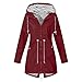 Produktbild Lemoiitea Damen-Jacke, einfarbig, regenfest, wasserdicht, mit Kapuze, leicht, winddicht, Outdoor-Mantel, Übergangsjacke, Windbreaker für Wandern, Wandern, Camping, Laufen, Radfahren, Wein1, 36