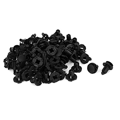 Uxcell a15041700ux0574 50 x 9mm Hole Black Plastic Rivets Fastener Push Clip, (for Car Auto Fender)