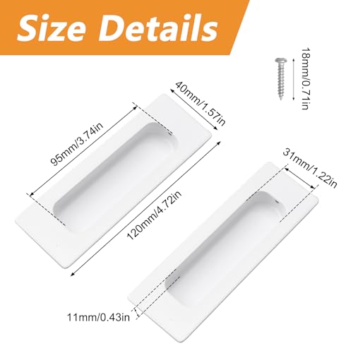 Image of MOROBOR 4 PCS Recessed Cabinet Handles, Warm White Stainless Steel Rectangular Knob with Screws Exposed Installation Embedded Pull Handle for Wardrobe Drawer Flush Sliding Door