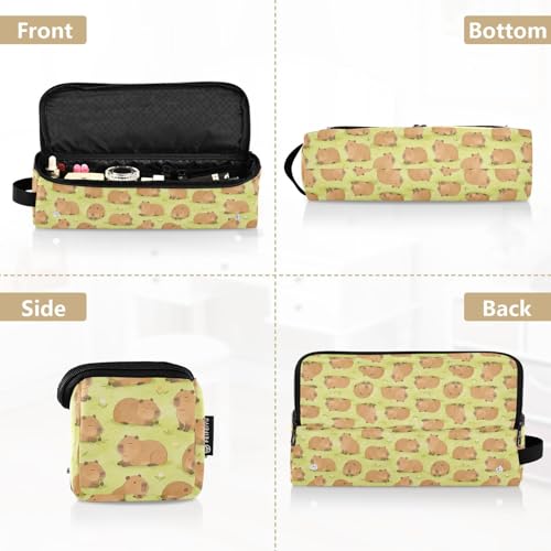 Organizador para herramientas de cabello 2 en 1 con tapete resistente al calor retirables, bolsa portátil impermeable para planchas y accesorios de cuidado capilar, diseño de capibaras en pasto miniatura 5