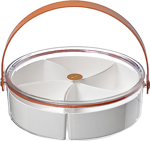 Generic Divided Serving Tray with Lid and Handle Snackle Box Charcuterie Container Portable Snack Platters Clear Organizer for Candy, Fruits, Nuts, Snacks, for Parties, Entertaining, Picnic