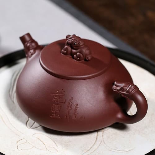 Image of Teapot 8.5Oz Chinese Zisha Clay Tea Pot Handmade Ceramic Shipiao Pottery Purple Mud Kungfu Kettle Filter Loose Puer