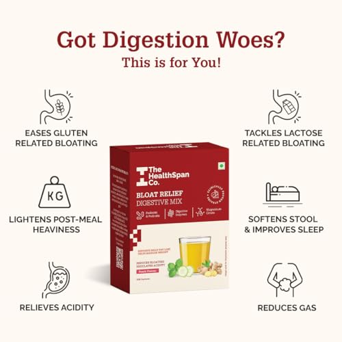 The Healthspan Co.|Relief from Digestive Issues, Gas, Bloating, Acidity & Constipation|3 BN CFU of Clinically Proven Probiotic|Digestive Enzymes & Magnesium|30 Days Pack, Sachet, 2 count, 15 Servings