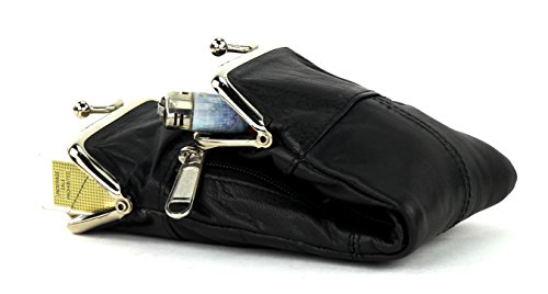 Bacci L.I. Womens Genuine Leather Cigarette Case & Lighter Holder with Twist Clasp Change Purse (Black) - Image 5