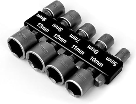 Set 9 Pezzi Bussole Esagonali 1/4'' Per Avvitatore - Da 5 A 13 Mm, Acciaio Vanadio CR-V - Foto 6