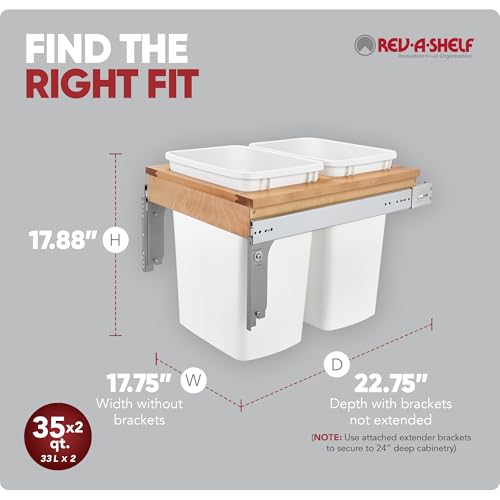 Contenedor Doble Extraíble para Basura 35 QT Blanco miniatura 3