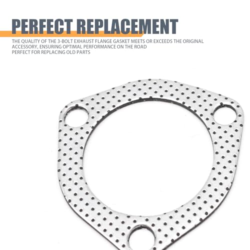 Image of Tesnaao 2 PCS Car Exhaust Pipe Interface Gasket, 2.5 inch Stainless Steel Three-hole High Temperature Resistant Sealed Exhaust Silencer Gasket, Multi-functional Replacement Accessory, for Cars (Silver)
