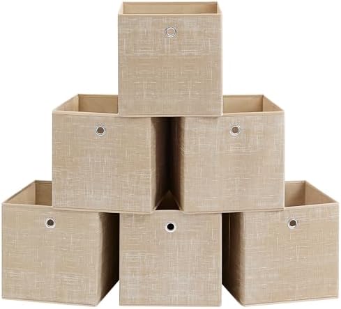 SONGMICS Cajas de Almacenamiento, Juego de 6 Cajas de Tela No Tej...