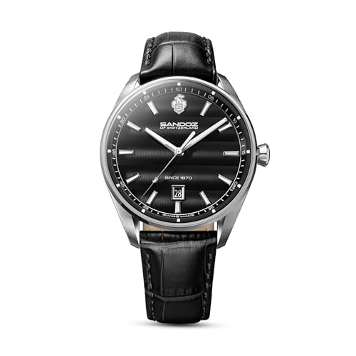Image of SANDOZ Bachelin Premium Swiss Made Quartz Black Dial Watch for Men - SZWGB0001112