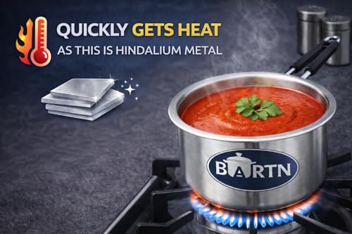 Image of Premium Hindalium Silver Saucepan for Tea /Milk /Water | Non-Toxic, Non-Reactive Metal | Pure Hindalium Aluminium Heavy Base Fast Heating Milk Pot & Tea Pan Cookware for Multipurpose Uses | 2 litres