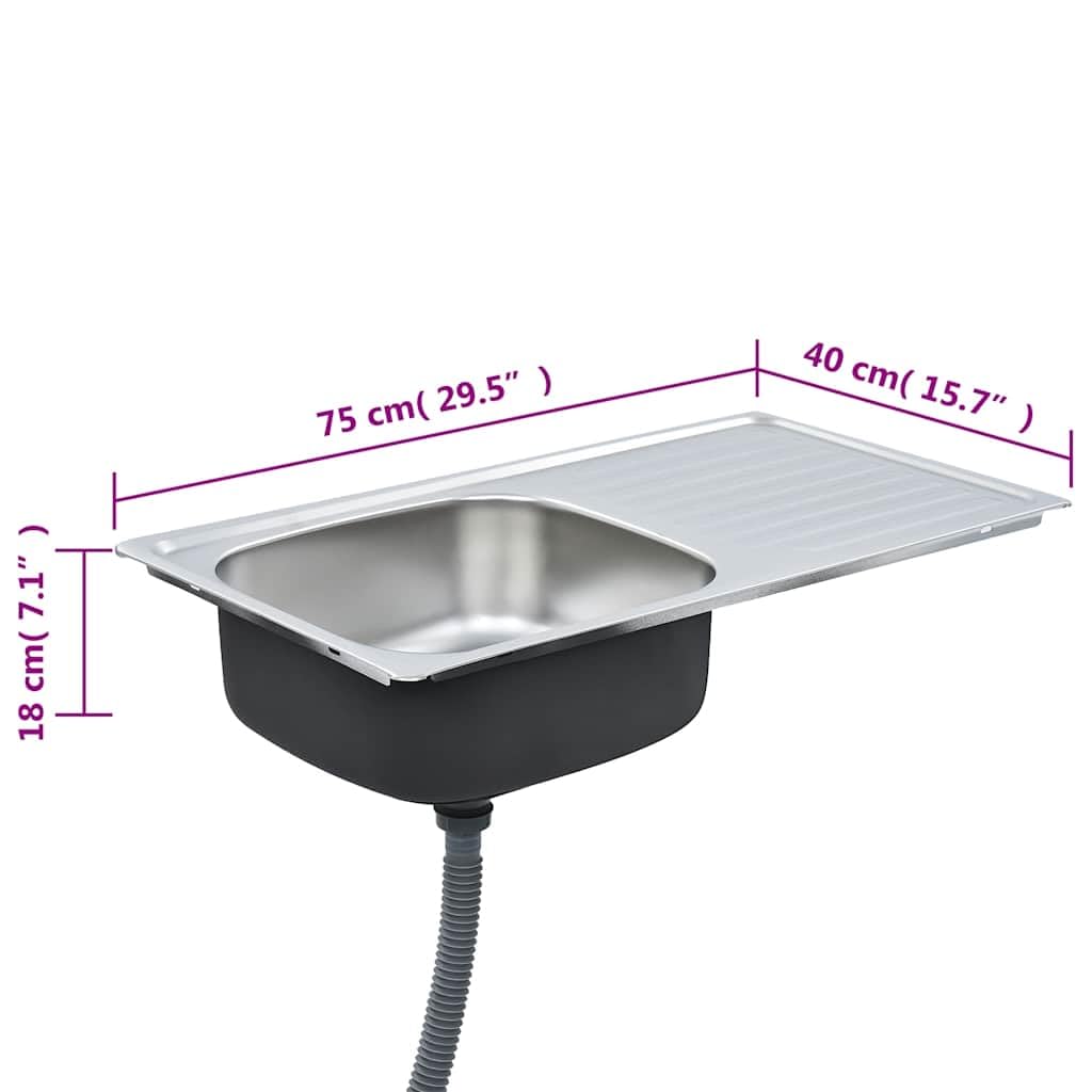 vidaXL Einbauspüle mit Sieb Siphon Schallschutzpolster Spüle Spülbecken Küchenspüle Edelstahlspüle Waschbecken Küche Edelstahl Silbern