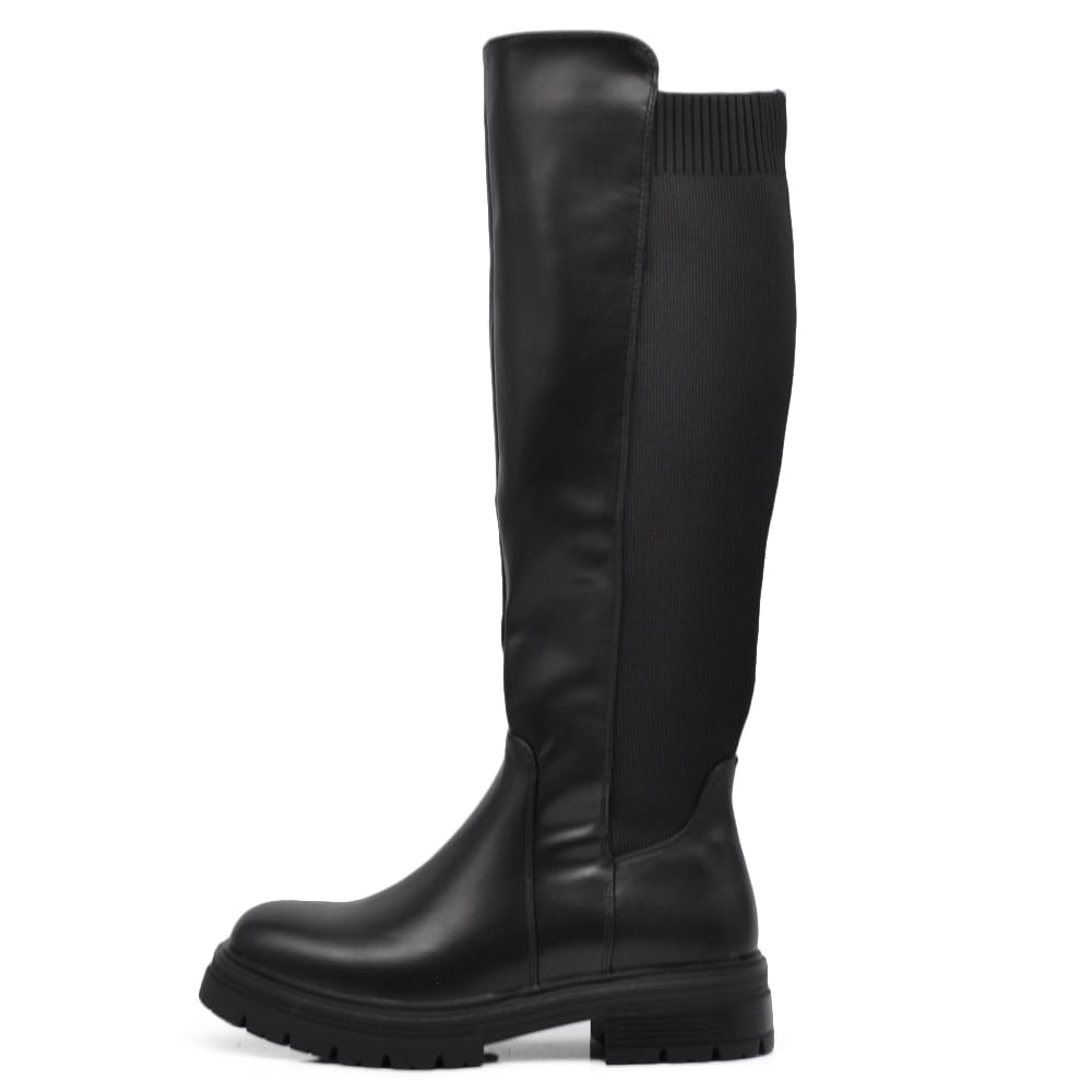 IF Fashion Stivali Scarpe da Donna Tessuto Stretch Polpaccio Elasticizzato G663