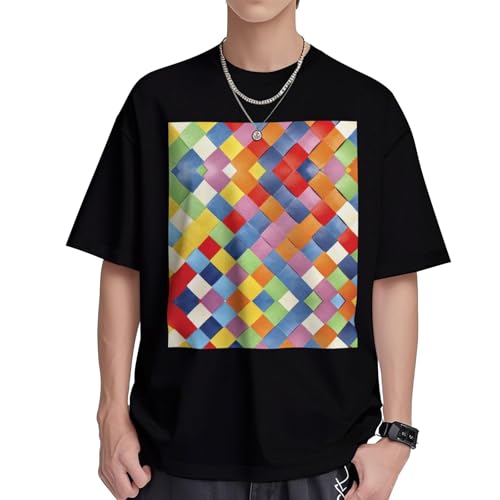 T-shirt manches courtes homme coton imprimé écossais coloré col rond coupe droite taille S à XL