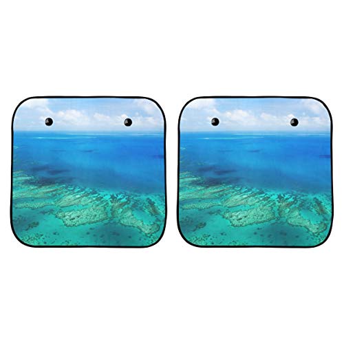 Coche Sun Shade Auto Australia Great Barrier Reef Coral Sombra de ventana grande Plegable de 2 piezas para la mayoría de los Sedans Suv Truck Proteger el vehículo del sol y el calor ultravioleta