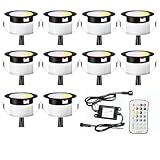 FVTLED LEDデッキライトキット RGBW、10個 マルチカラー&ウォームホワイト 低電圧防水 Φ1.77 埋め込み型 RGBW 地中照明 庭 庭 軒裏 テラス 階段 装飾ランプ、ブラック