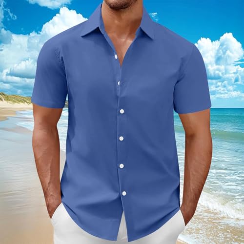 Mens Summer Shirts Short Sleeve Button Down T-Shirt Business Casual Classic Dress Shirt Hawaiian Vacation Beach Outfits2