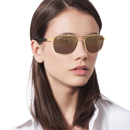 Ray-Ban Unisex RB3701 Liteforce Rectangular Sunglasses, Gold/Purple Mirrored Gold Gradient Polarized, 59 mm - image 7