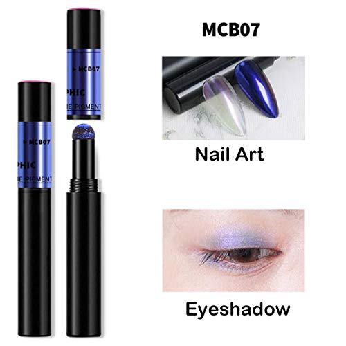 Chrom Nagel Pulver Stifte - Luftkissen Nagelpulver Stift Mit Spiegeleffekt Glitter Nail Art Stifte Lidschattenstifte – Bild 4