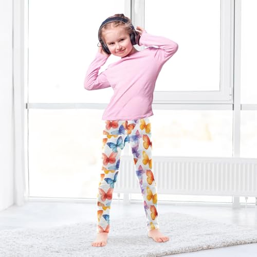 Boccsty Watercolor Colored Butterflies Girls Leggings Kids Yoga Pants Dance Active Tights 4T4