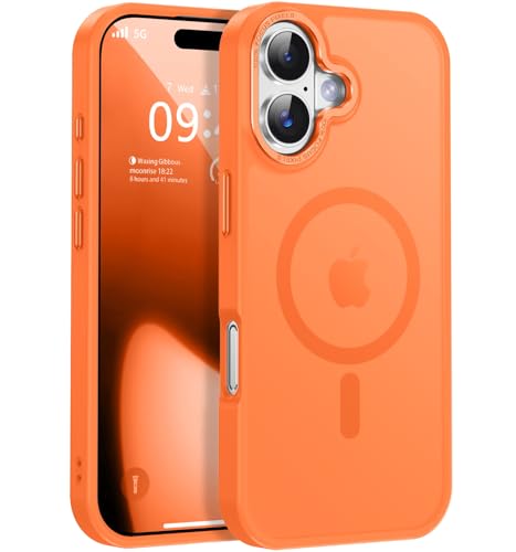 Newfuture Magnetic for iPhone 17 Case [Compatible with Magsafe] [Military Grade Drop Protection] Translucent Matte Anti-Scratch Shockproof Protective Phone Cover 6.3 Inch Orange