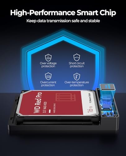 ORICO USB 3.0 External Hard Drive Enclosure for 3.5/2.5 Inch SATA Hard Drives/SSD Up to 20 TB, 3.5'' Tool-Free HDD Enclosure with 12V/2A Power Supply and UASP Acceleration (3588US3) Alternate view