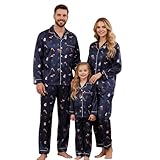 Cadeau parfait : les ensembles de pyjamas de Noël traditionnels assortis pour la famille avec d'adorables motifs de dessins animés et des couleurs vives sont parfaitement assortis aux décorations de Noël, beau cadeau pour les membres de votre famille ou vos meilleurs amis. Ces ensembles de vêtements de nuit assortis sont parfaits pour les photos du matin de Noël, se détendre lors d'une soirée cinéma, les traditions de cadeaux et le petit-déjeuner avec le Père Noël.