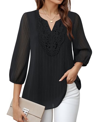 VALOLIA Lightweight Womens Blouses, Chiffon Tops For Women Trendy