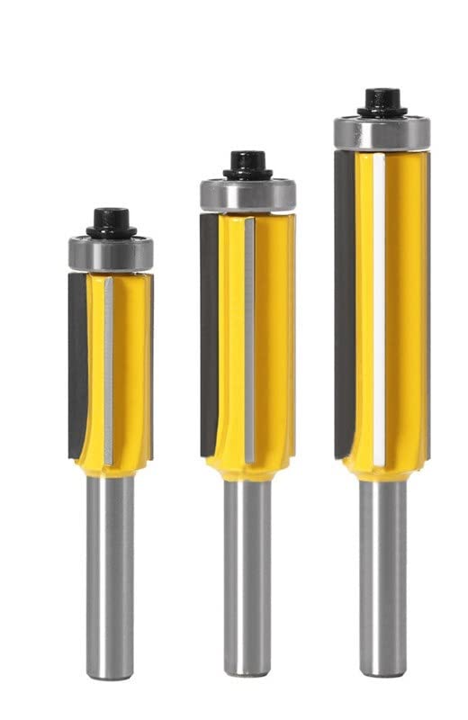 3 sztuk/zestaw 8mm Shank Flush Wykończenie Bit Z4 Wzór Router Bit Top;Dolne bity łożyskowe Frezy do drewna do obróbki drewna