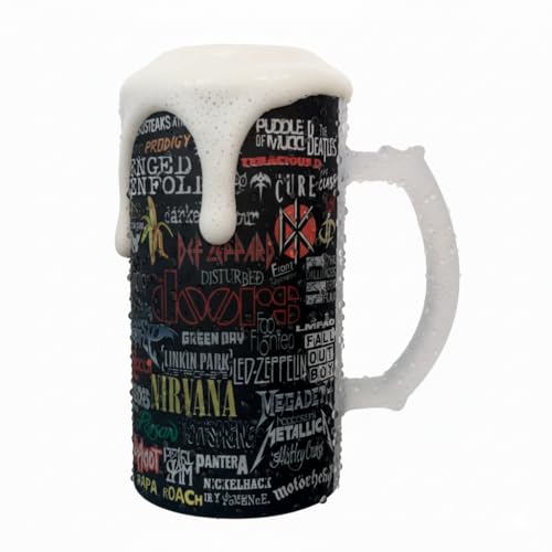El Mejor Listado de Tarro los preferidos por los clientes. 43 Tarro Cervecero de Colección Bandas de Rock Legendarias - Perfecto para amantes del Rock y Cerveza – Cristal Satinado de 16oz.