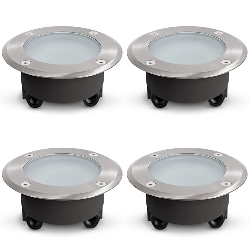 SSC-LUXon 4 pièces VISKOS spots encastrables au sol incl. verre transparent et laiteux plat IP67 praticable - Spot de sol rond GX53 (sans ampoule)