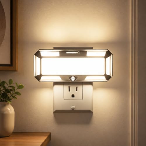 Image of L LOHAS LED Bright Night Lights Plug into Wall, 0-250LM LED Night Light | Dusk to Dawn Sensor, 2W Dimmable Night Light, Daylight 5000K for Bathroom, Adults, Hallway, Bedroom, Stairway