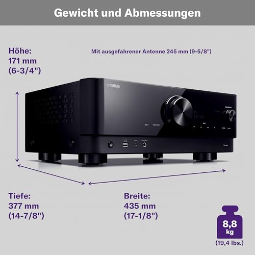 Yamaha Receiver RX-V4A – Netzwerk-Receiver mit MusicCast Surround-Sound, Gaming spezifischen...