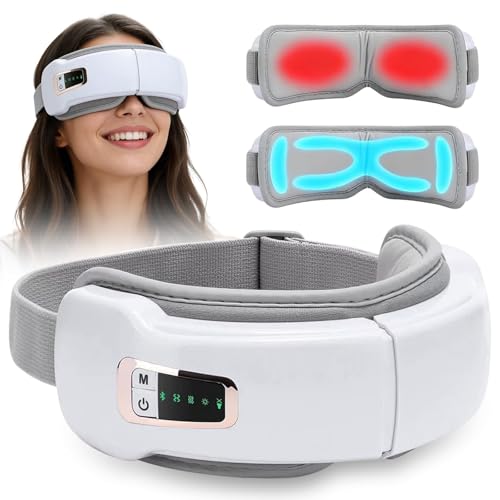 4-in-1 Eye Massager with Heat & Music Eye Massager Air Pressure Compression & Vibration 5 Modes Massaging Eye Mask Bluetooth Heated Eye Mask Eyes Gift for Dry Eyes Headache Relief Sleep Improve