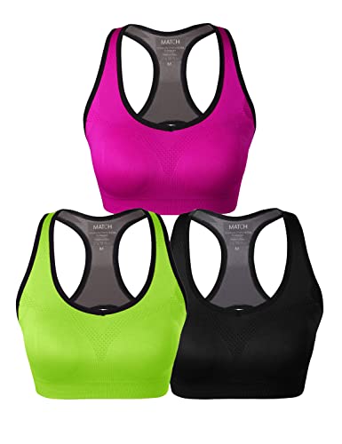 Image of Match Women's Seamless Racerback Sports Bra with Removable Pads Strappy Workout Bra Top for Yoga Gym Running Fitness (New Size)