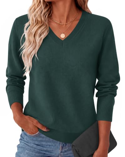AUSELILY Pullover Damen Herbst V Ausschnitt Langarm Strickpullover Elegant