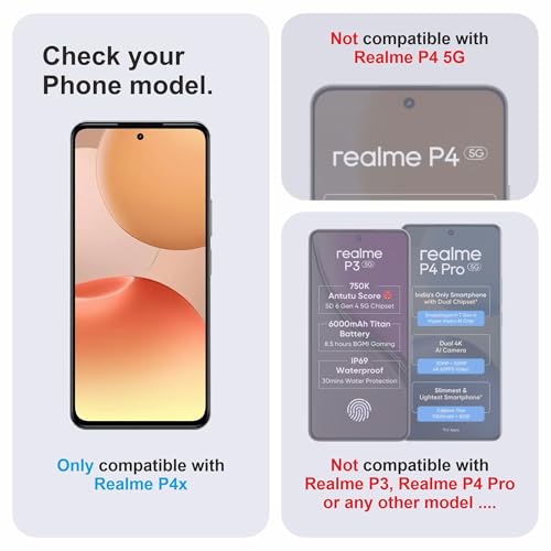 Image of Military-Grade Gorilla Tempered Glass For Realme P4x (6.78 Inch) With Installation Kit | Edge to Edge Coverage | Black