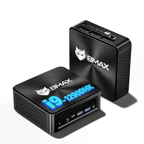 BMAX Mini PC B9Power, Intel Core i9 12900HK, 24 GB LPDDR5, 1 TB NVMe SSD, 14 Core/20 Thread Desktop PC, HDMI 2.1/USB-C/DP 1.4a, RJ45 LAN, 4 porte USB, Wi-Fi 6 Gaming PC