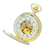 Boîtier Demy Hunter en laiton plaqué or 14 carats de 47 mm avec une chaîne gourmette assortie