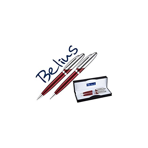 Coffret cadeau parure stylo et porte-mine Belius Varsovia rouge pour offrir