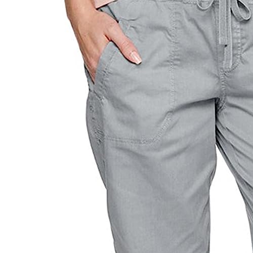 Womens Roll Hem Cargo Slacks Drawstring Cotton Trousers with 5 Pockets Relaxed Fit Summer Straight Lounge Pants3