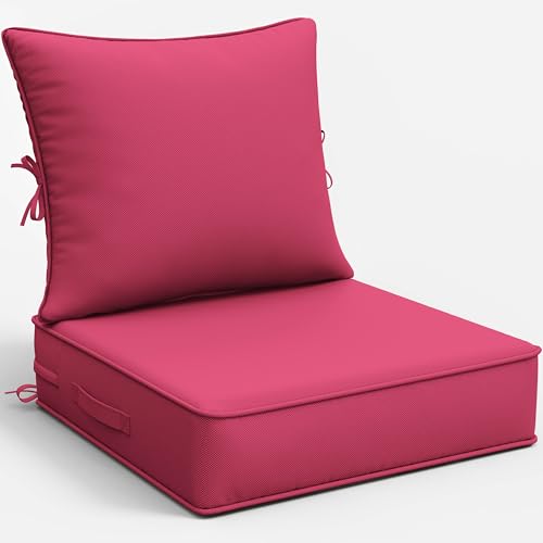 Snubbull Outdoor Patio Chair Cushions Set 24 L X 24 W X 5 H Waterproof & Fade Resistant Deep Seat and Back Cushions with Removable Covers Outdoor Seat Cushion Set for Chairs and Sofas