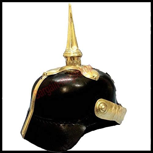 German Prussian Pickelhaube Spiked Helmet Leather Liner Brass Fitting with exp Shipping