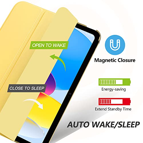 Image of MoKo for iPad (A16) 11th Generation Case 11 Inch 2025, iPad 10th Generation Case 10.9 Inch 2022, Slim Stand Hard PC Translucent Back Shell Smart Cover, Support Touch ID, Auto Wake /Sleep,Light Yellow