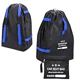 Manwetye Airplane Car Seat Travel Bag –Duty Waterproof Gate Check Bag for Airlines, Fits Infant Carriers & Convertible Car Seats, Tear-Resistant & Compact for Easy Carry (Blue Black)