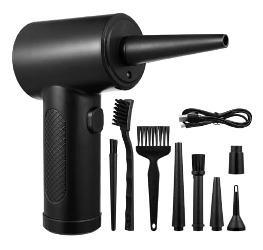 Portable Electric Air Duster 51000 RPM Cordless Compressed Air Blower with 6000mAh Battery and LED Light High Power PC Keyboard and Electronics Cleaner Tool with 5 Nozzles