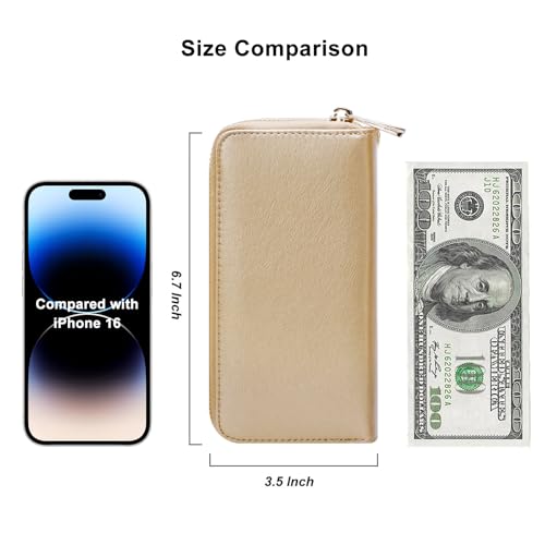 Image of Double Zipper Wallet for Woman Clutch Purse with Cell Phone Holder for Smartphone /Card /Coin /Cash