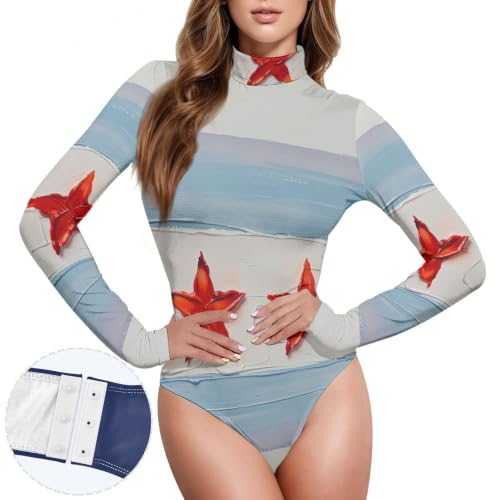 Body de manga larga para mujer moldeador y camisetas control de abdomen GuoChe 2