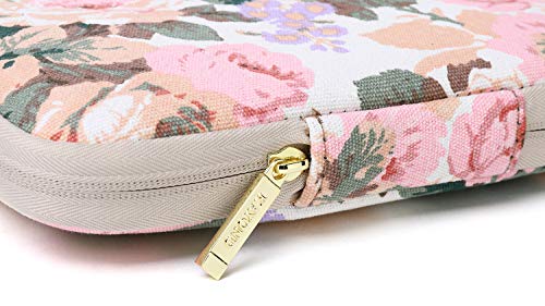 Kayond Canvas Water-Resistant 13.3 Inch Laptop Sleeve case for 12.5 inch 13inch Notebook Computer 12.9 Pocket Tablet (13-13.3 inch, White Camellia)